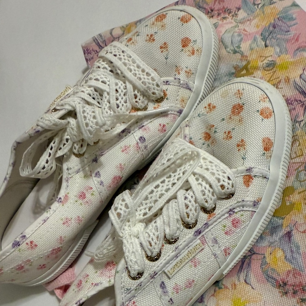 Superga x LoveShackFancy White Floral Low Top Sneakers